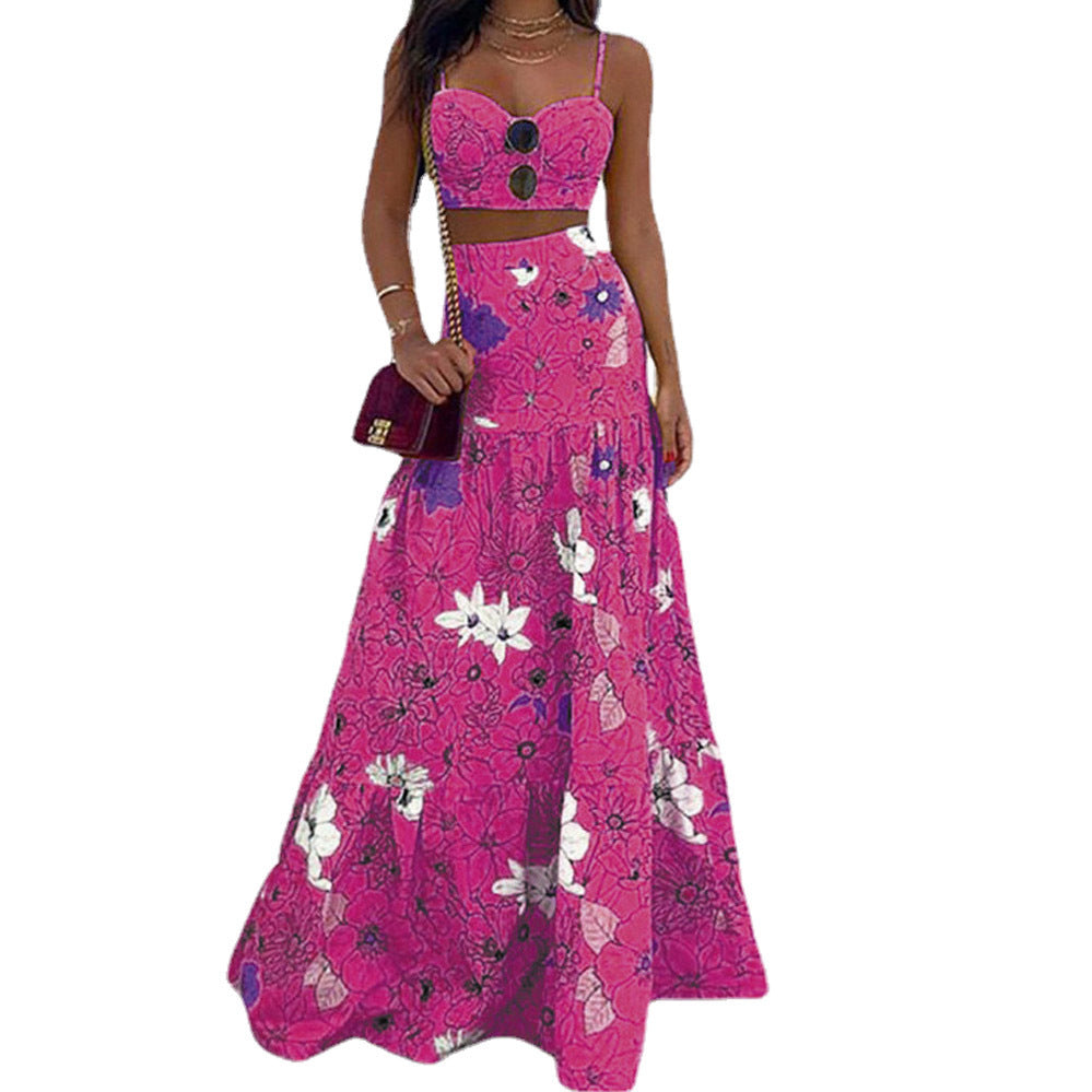 Damen Maxikleid mit floralem Design und schickem Bustier-Oberteil R&B