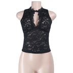 Damen Spitzenoberteil mit hochgeschlossenem Design und romantischen Details R&B