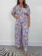 Damen Fließendes Jumpsuit mit elegantem Paisleymuster und Taillierung