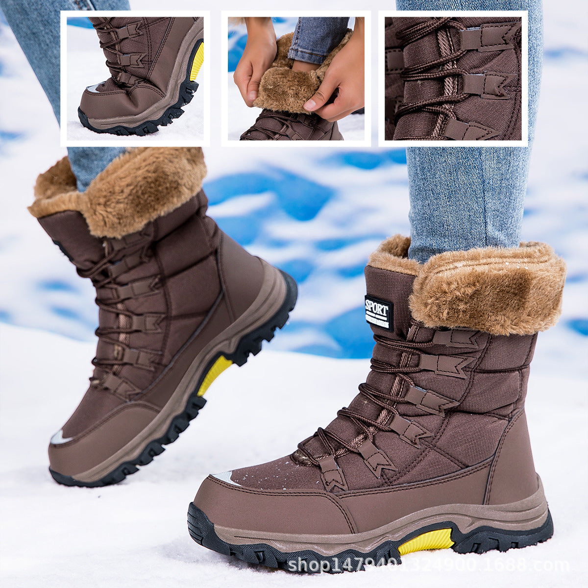 Damen warme Winterstiefel mit kuscheligem Futter und rutschfester Sohle R&B