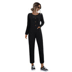 Damen lässiger Jumpsuit mit praktischen Taschen und elegantem Knopfdesign R&B