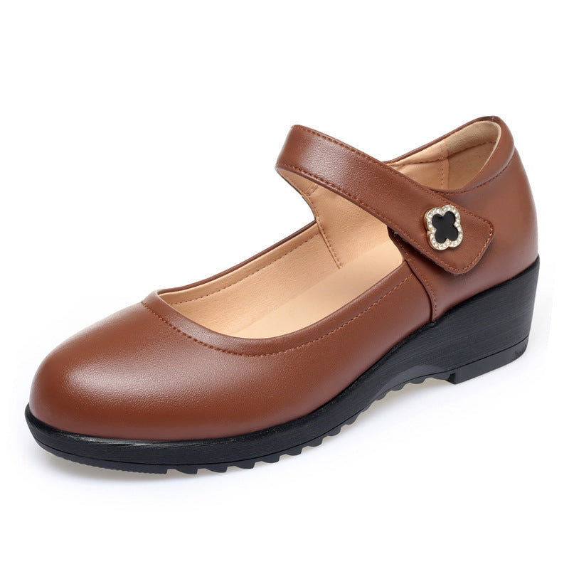 Damen Mary Jane Wedge-Schuhe mit verstellbarem Riemen und eleganter Schnalle R&B