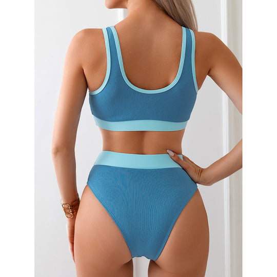 Damen hochgeschnittenes Bikini-Set mit sportlichem Design R&B