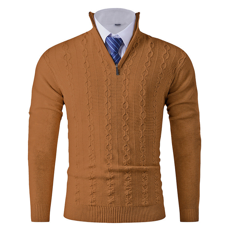 Herren modischer Rollkragenpullover mit strukturiertem Zopfdesign
