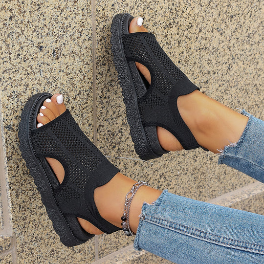 Damen sportliche Sandalen mit atmungsaktivem Netzmaterial und rutschfester Sohle R&B