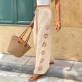 Damen Weite Stoffhose mit Stickerei