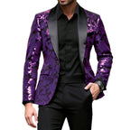 Herren glamouröser Pailletten-Blazer mit floralem Design und elegantem Schnitt R&B