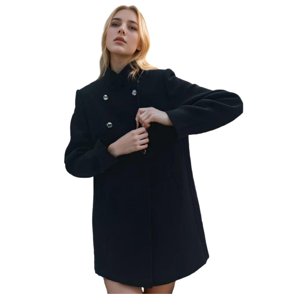 Damen eleganter Duffle-Mantel mit doppelter Knopfleiste und luxuriösen Details R&B