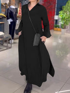 Damen Maxikleid mit praktischem V-Ausschnitt und Taschen R&B