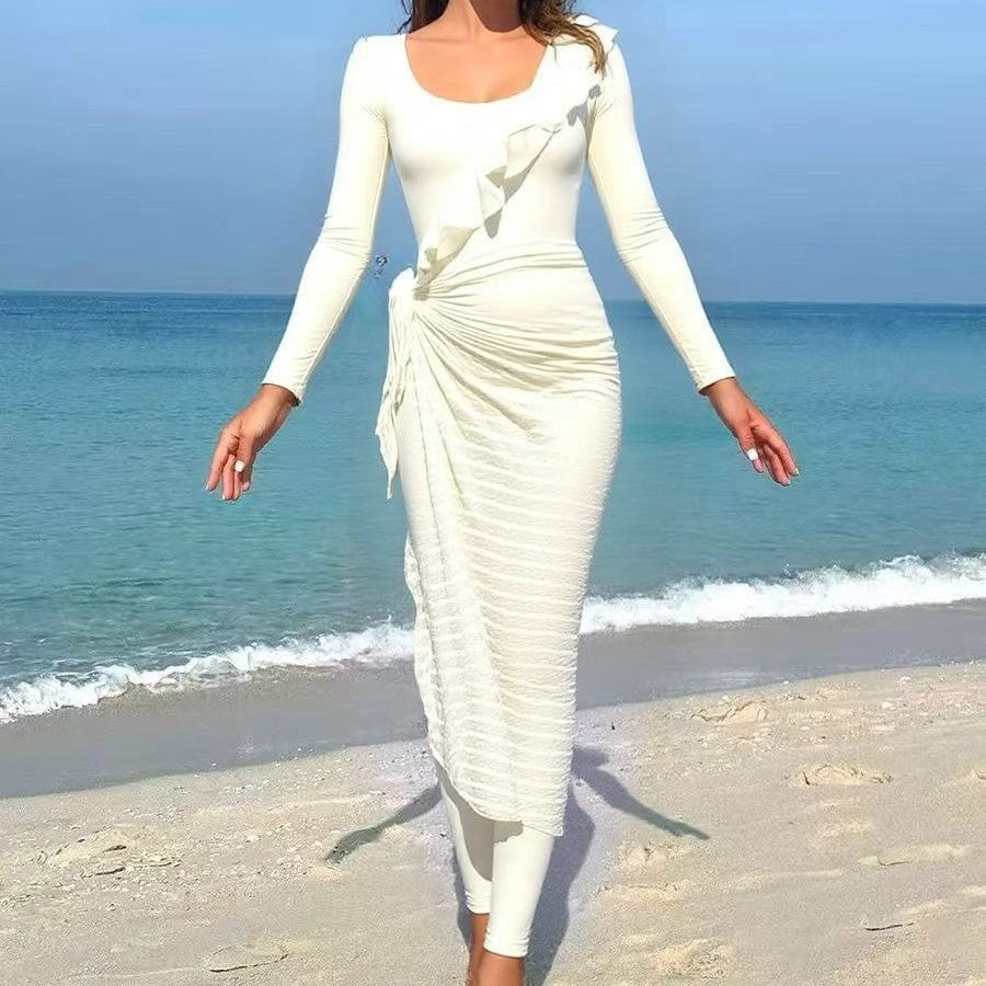 Damen Elegantes Sommerkleid mit Wickeloptik R&B