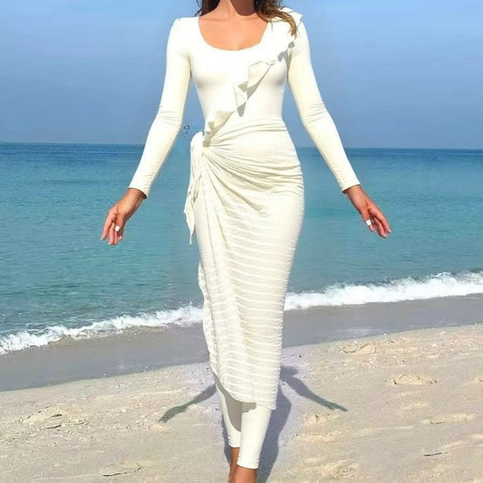 Damen Elegantes Sommerkleid mit Wickeloptik R&B