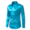 Herren Langarmhemd aus schimmerndem Satin mit eleganter Knopfleiste R&B