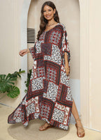 Damen lässiges Maxikleid im Patchwork-Design R&B