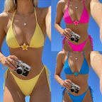 Damen Triangel-Bikini mit verstellbaren Trägern und eleganten Schnürdetails R&B