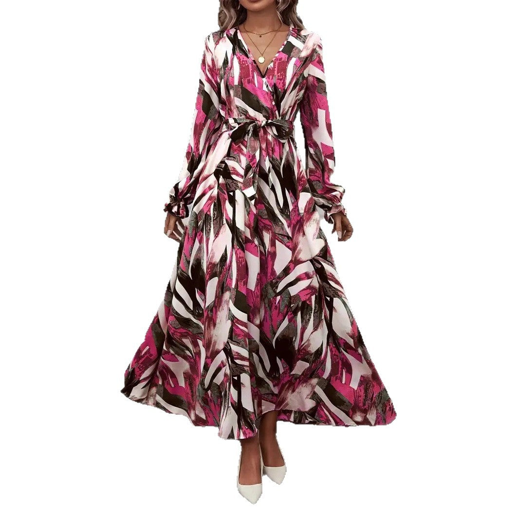 Damen Maxi-Kleid mit eleganter Taillierung und voluminösem Rock R&B