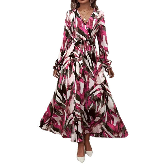 Damen Maxi-Kleid mit eleganter Taillierung und voluminösem Rock R&B