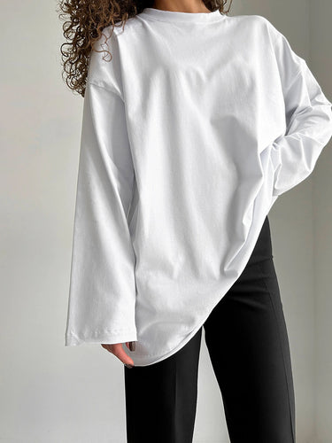 Damen Oversize Langarmshirt mit hohem Kragen R&B