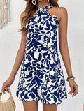 Damen Sommerliches Freizeitkleid mit dekorativem Halsband und floralem Print R&B