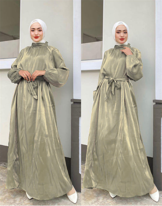 Damen Elegantes Langarmkleid mit Taillengürtel R&B