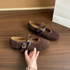 Damen Elegante Ballerinas mit dekorativen Schnallen und weichem Wildleder R&B