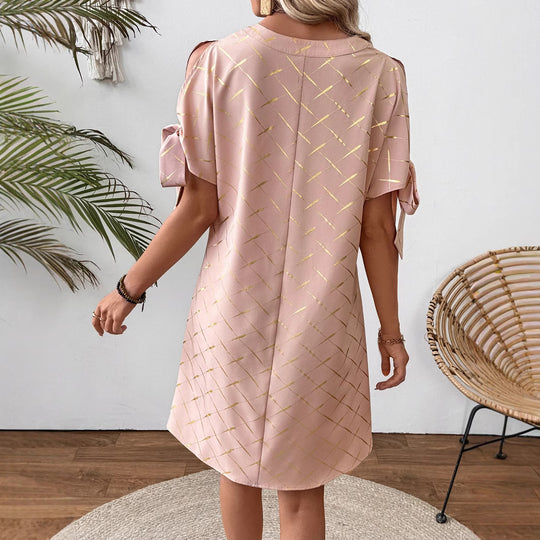 Damen lässiges Kleid mit leichten Puffärmeln R&B