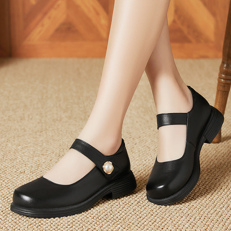 Damen Elegante Mary Jane Ballerinas mit modischem Riemen und bequemem Fußbett R&B