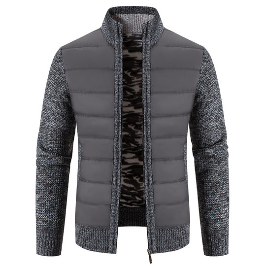 Herren Steppjacke mit hybridem Strickdesign und hohem Kragen R&B
