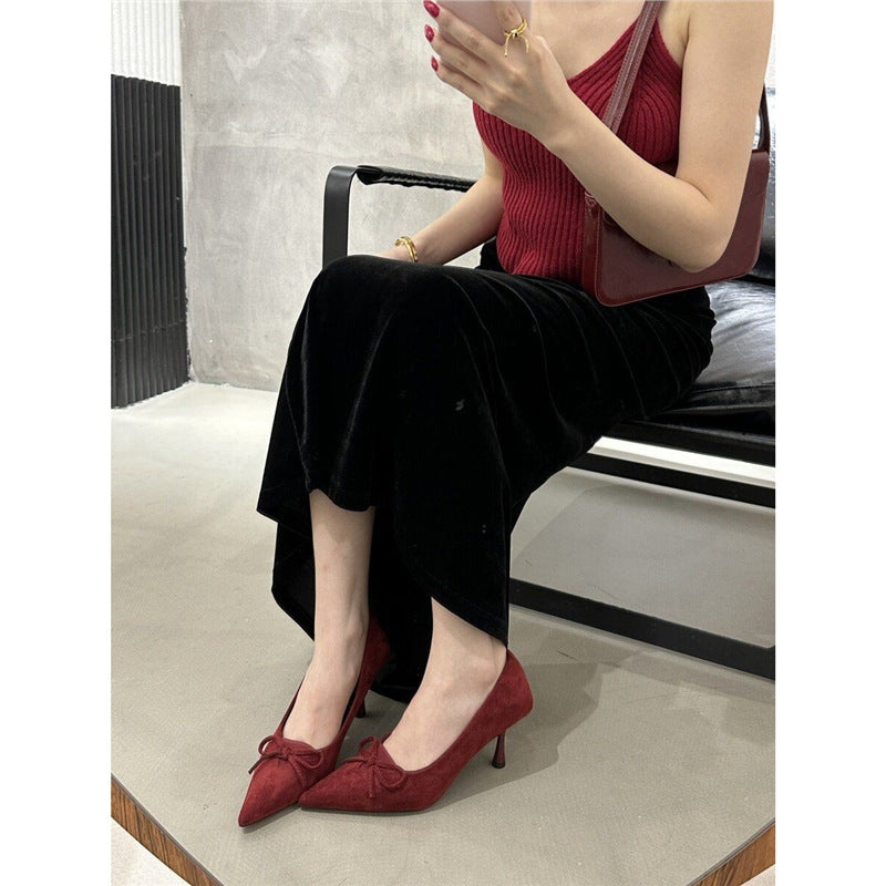 Damen spitze Pumps mit elegantem Schleifendetail R&B
