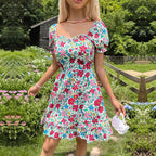 Damen Sommerkleid mit voluminösen Ärmeln und floralem Design R&B