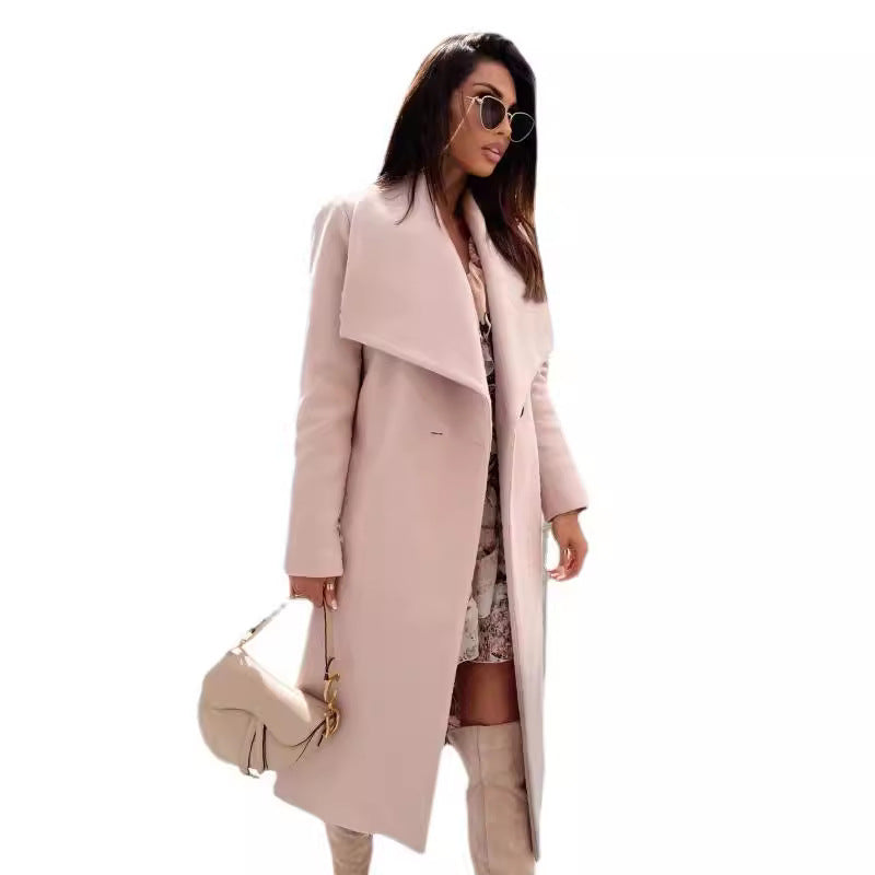 Damen eleganter Trenchcoat mit Gürtel und hochwertiger Verarbeitung R&B