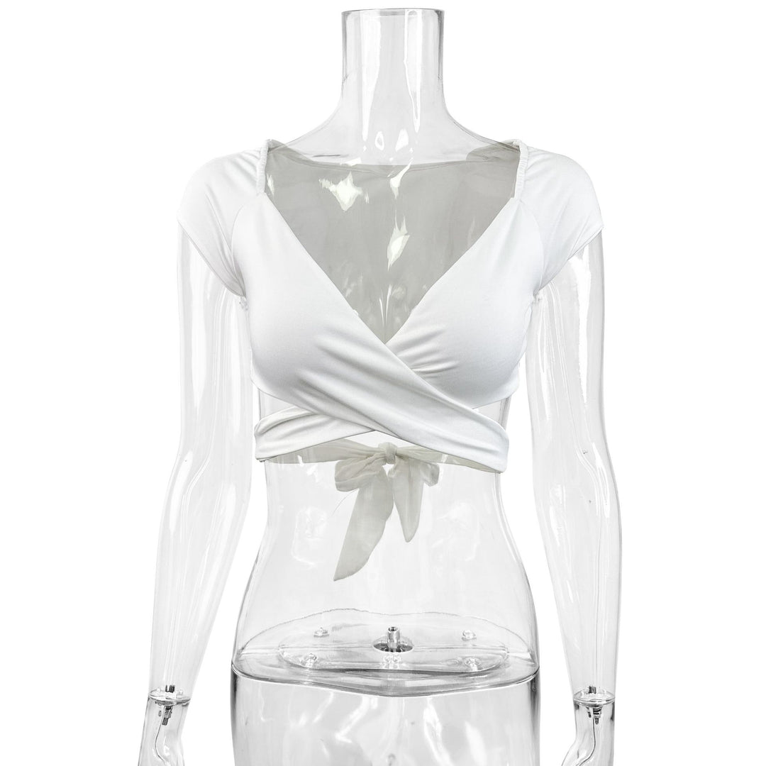 Damen Crop-Top mit elegantem Wickeldesign R&B