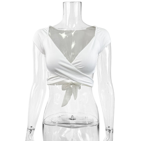 Damen Crop-Top mit elegantem Wickeldesign R&B