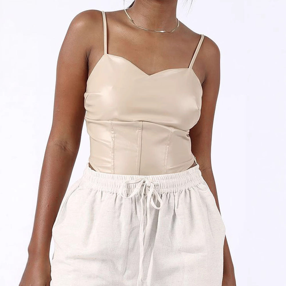 Damen Cropped Top mit elegantem V-Ausschnitt und figurbetonter Passform R&B
