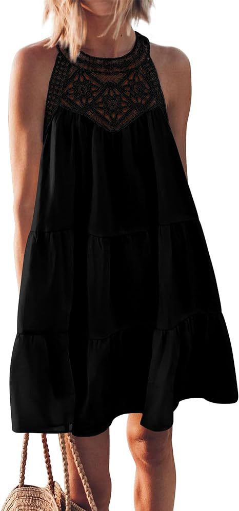 Damen luftiges Sommerkleid mit detaillierter Häkelspitze R&B