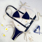 Damen Triangel-Bikini mit verspieltem Kordeldetail