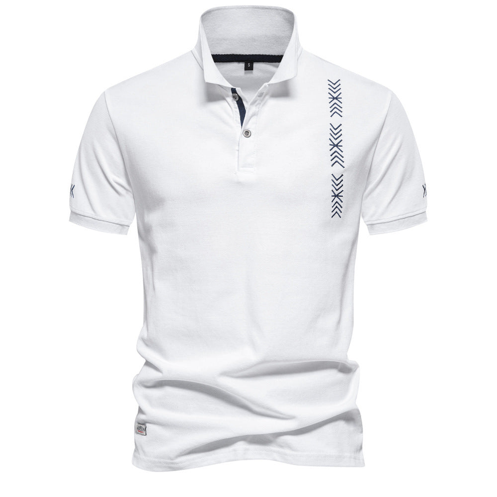Herren nan legeres Polo mit kurzer Knopfleiste, gesticktem Pfeilmotiv-Panel und Stehkragen R&B