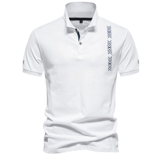 Herren nan legeres Polo mit kurzer Knopfleiste, gesticktem Pfeilmotiv-Panel und Stehkragen R&B