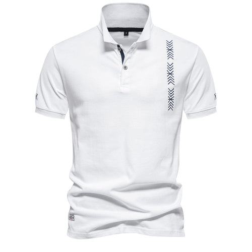 Herren nan legeres Polo mit kurzer Knopfleiste, gesticktem Pfeilmotiv-Panel und Stehkragen R&B