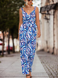 Damen Jumpsuit mit modischem Wickeldesign und farbenfrohem Spiralmuster R&B
