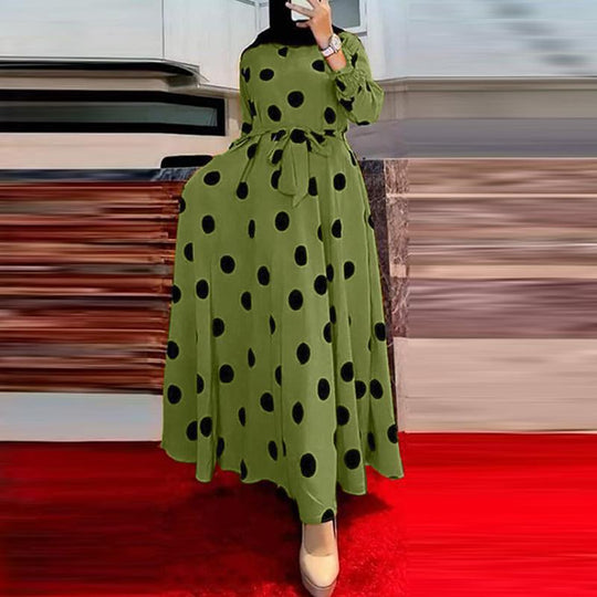Damen Maxikleid mit auffälligem Polka-Dot-Muster R&B