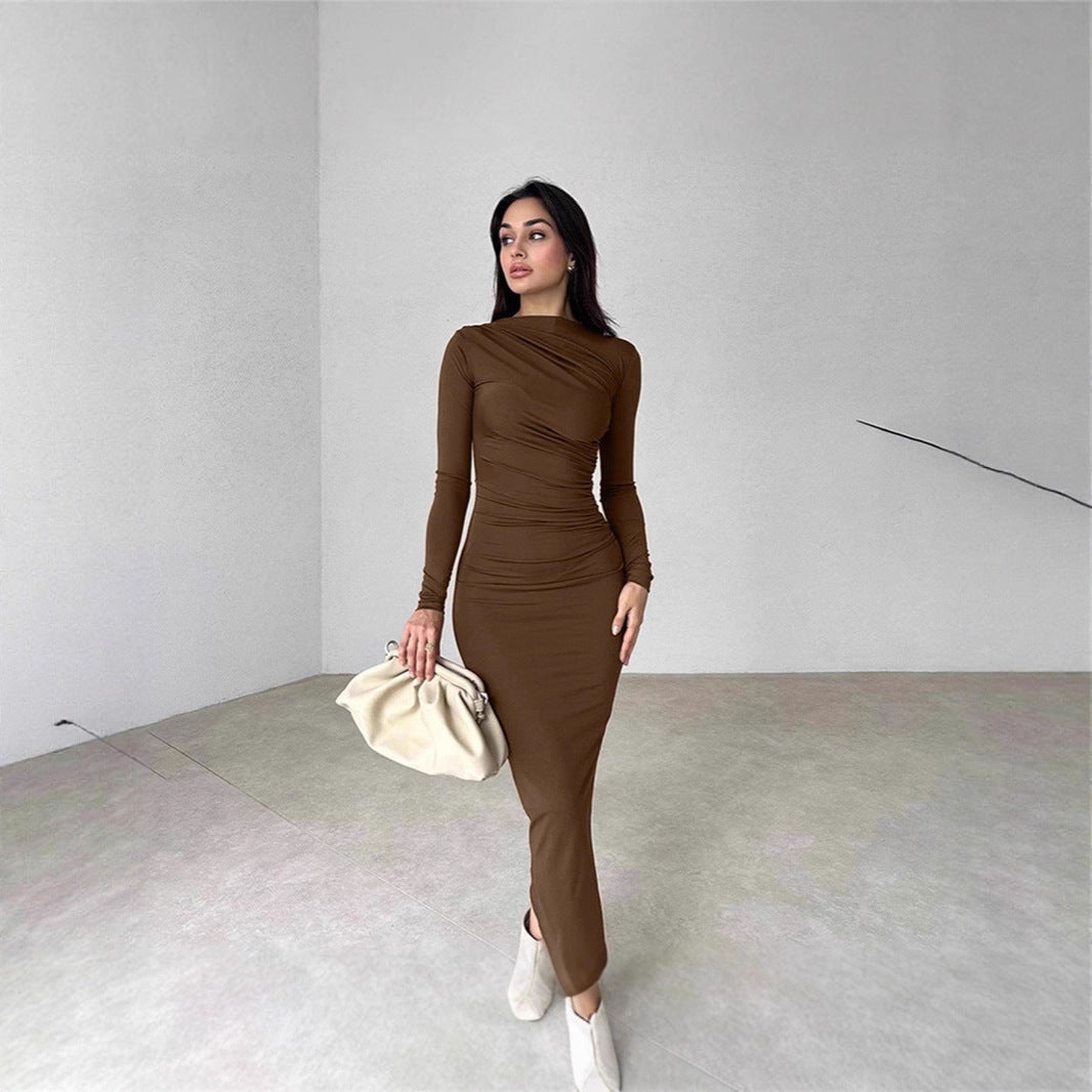 Damen Elegantes Wickelkleid mit langen Ärmeln und figurbetonendem Schnitt R&B
