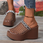 Damen Modische Plateau-Mules mit dekorativem Kettenbesatz R&B