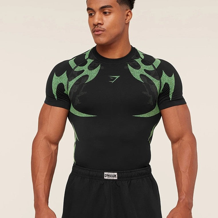 Herren nan nahtloses formgR&Bendes Funktionsshirt mit Kompressionseffekt und ergonomischen Muskelzonen R&B