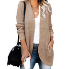 Damen legerer Strickmantel mit Taschen und offenen Front R&B