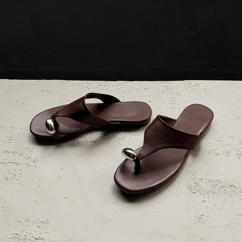 Damen Zehentrenner Sandalen mit schickem Metallakzent R&B