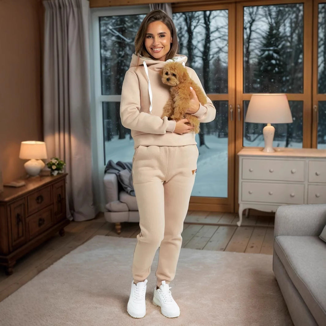Damen Sportliches Hoodie-Set mit hohem Kragen R&B