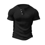 Herren nan eng anliegendes Kurzarm-Henleyshirt mit Rippenstruktur und kurzer Knopfleiste R&B