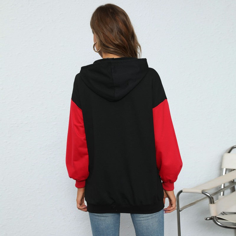 Damen Hoodie-Kleid mit farblich abgesetzten Ärmeln und lässigem Schnitt R&B