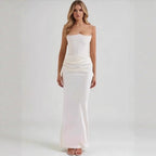 Damen Maxikleid mit Raffungen und elegantem Bustier-Ausschnitt R&B