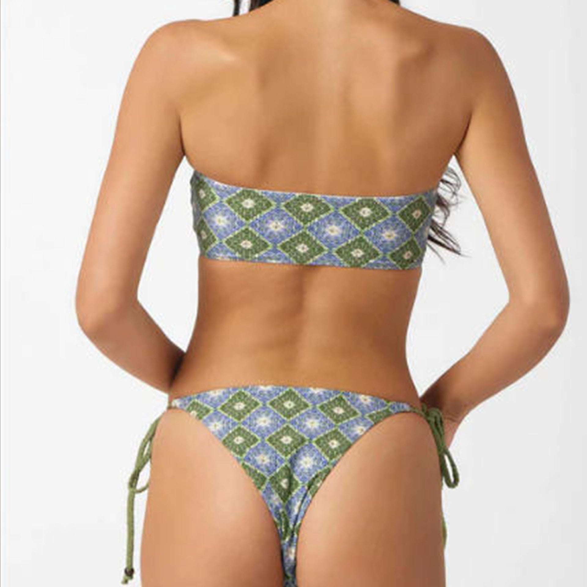 Damen Bandeau-Bikini mit raffinierten Knotendetails und floralem Muster R&B